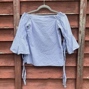 Blue and White Striped Blouse